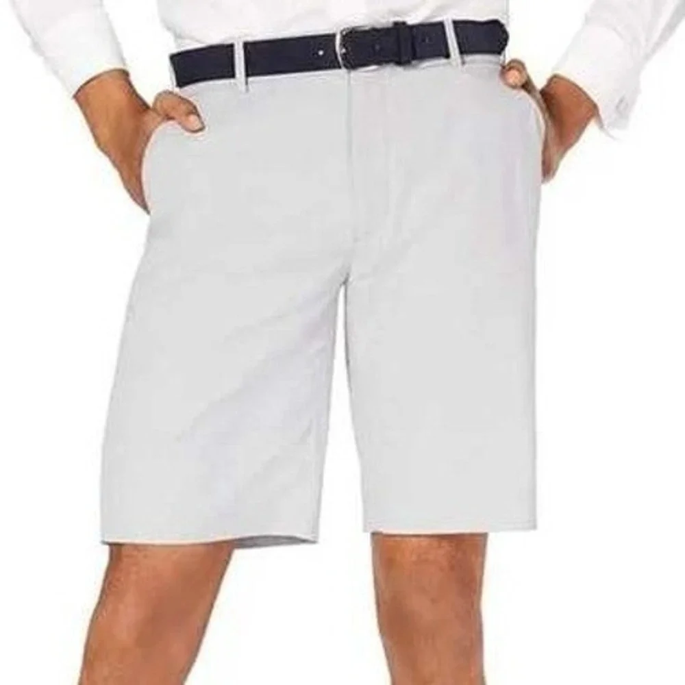 NWT Alfani Alfatech Tech Shorts Men's 40 White Cotton Blend Stretch Flat Front